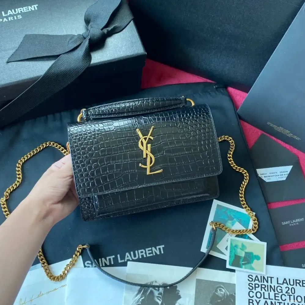 IN SUNSET CROCODILE-EMBOSSED SHINY LEATHER YSL 0417